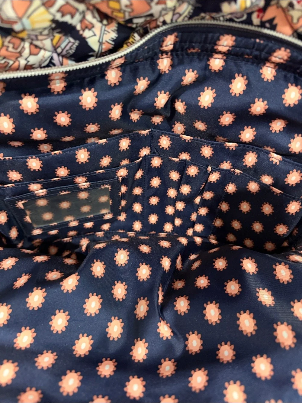 Vera Bradley Multicolor Paisley Print Backpack with Navy Trim. Very Large.